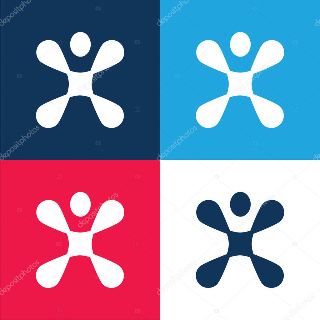 Abstract Shape blue and red four color minimal icon set