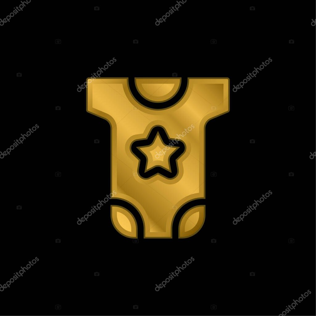 Baby Cloth gold plated metalic icon or logo vector