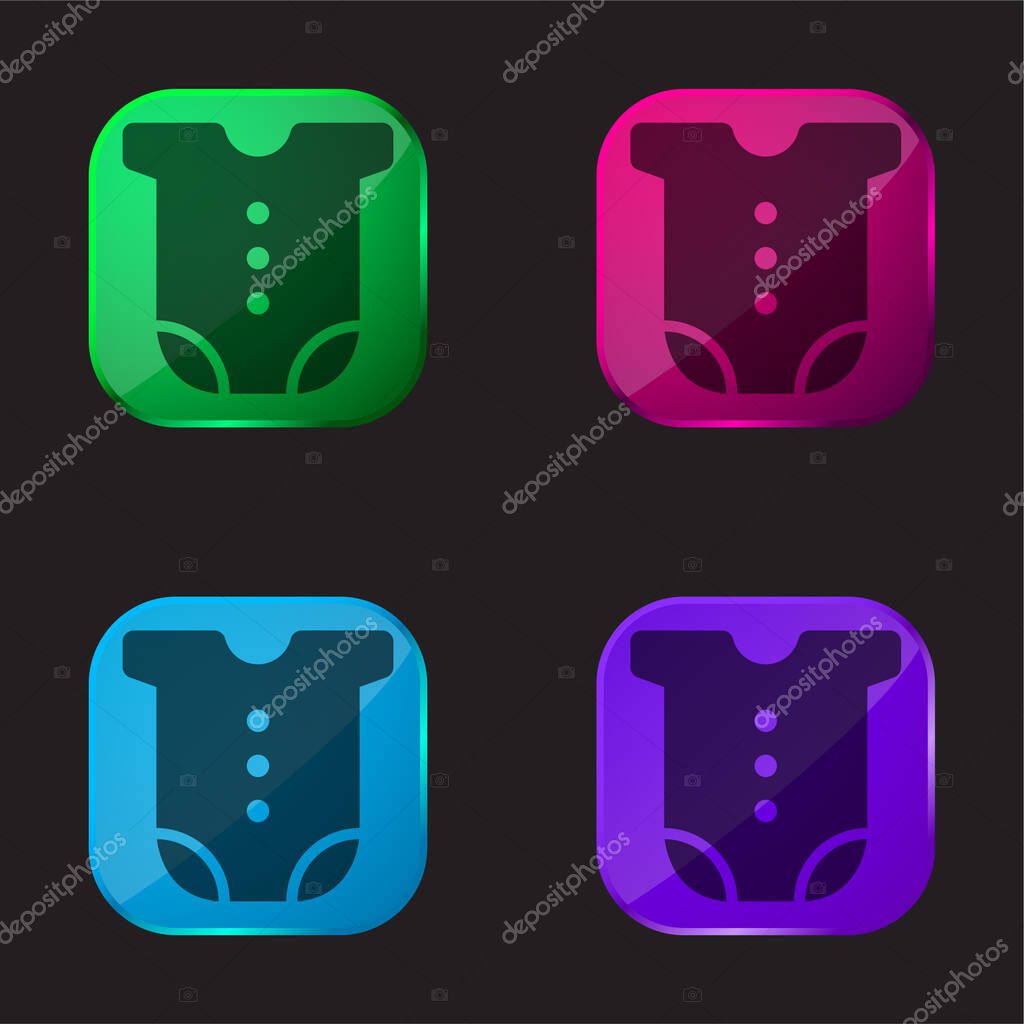 Baby Clothes four color glass button icon
