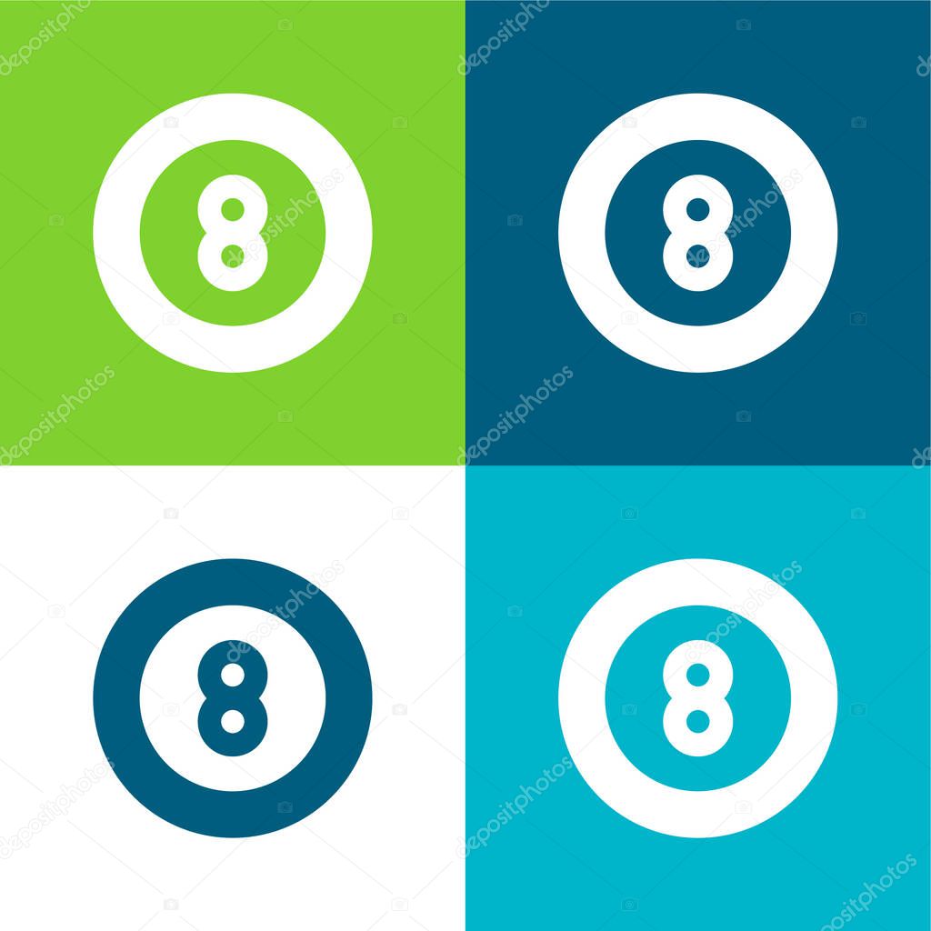 Billiard Flat four color minimal icon set