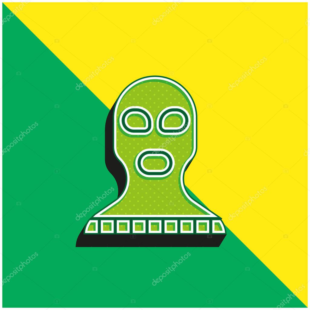 Balaclava Green and yellow modern 3d vector icon logo