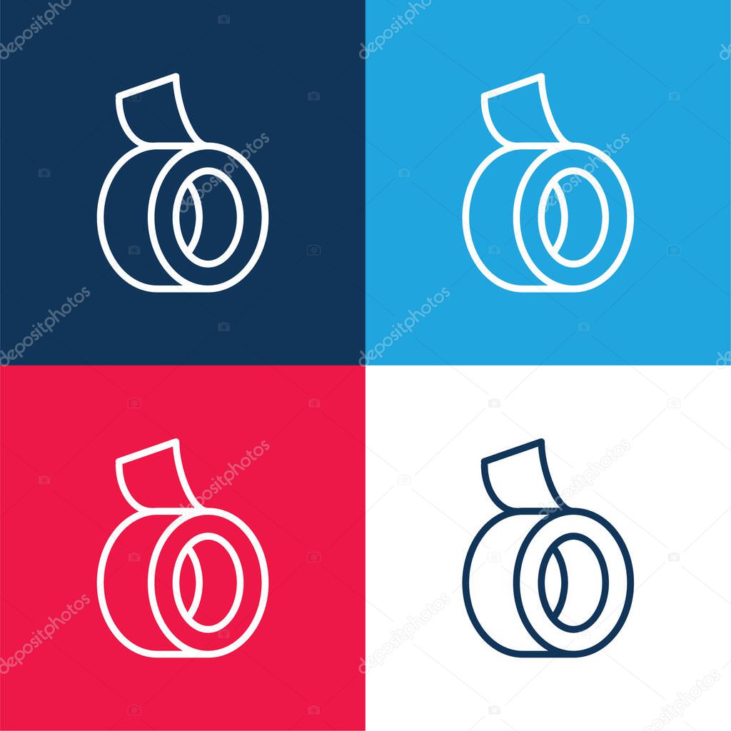 Adhesive Tape blue and red four color minimal icon set