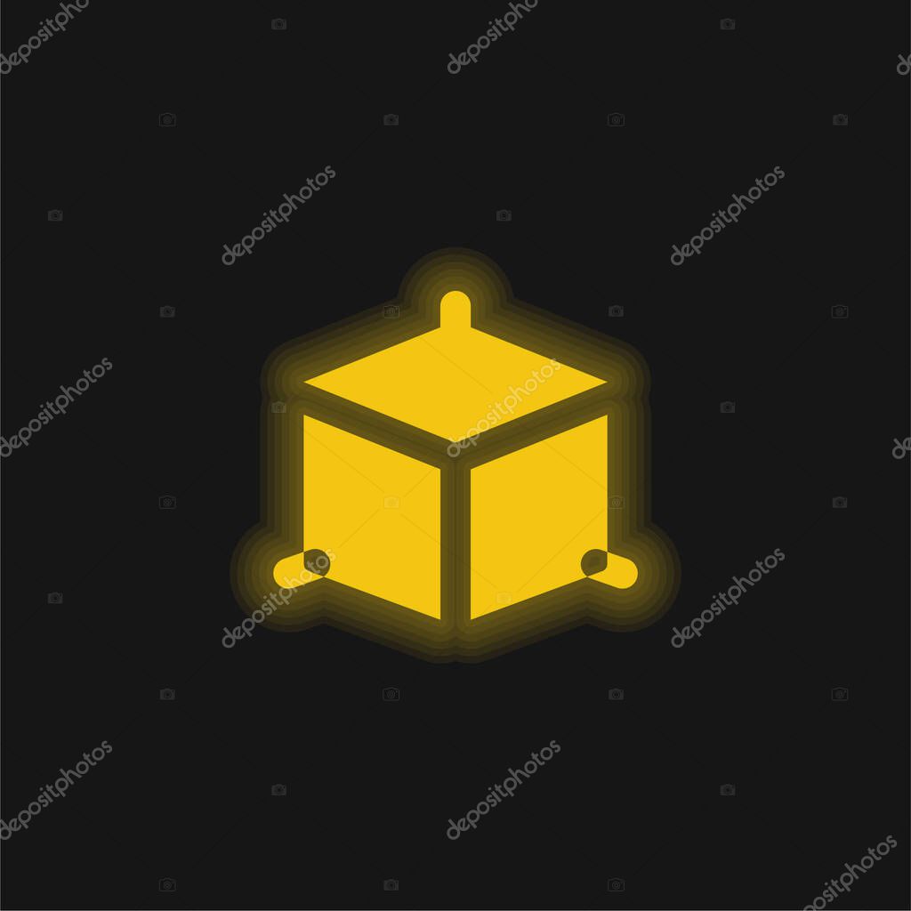 3d Modeling yellow glowing neon icon