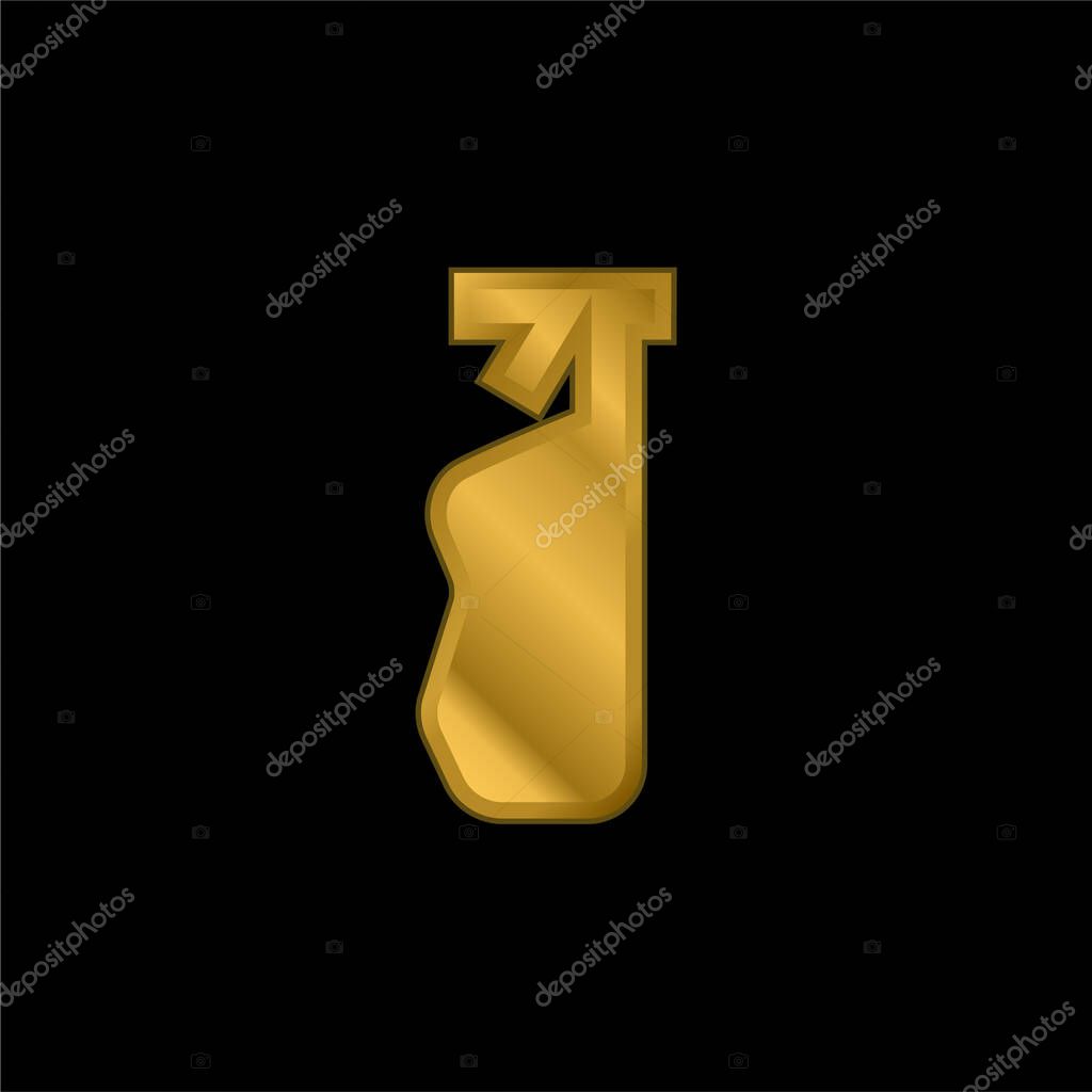 Bottle gold plated metalic icon or logo vector