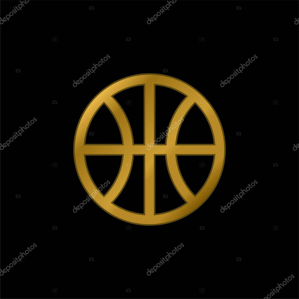 Basketball gold plated metalic icon or logo vector