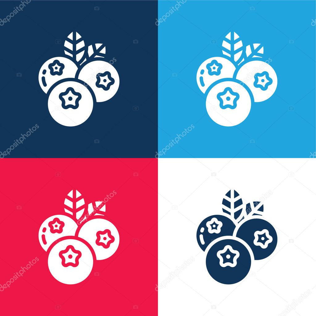 Blueberry blue and red four color minimal icon set