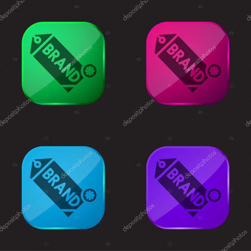 Brand four color glass button icon