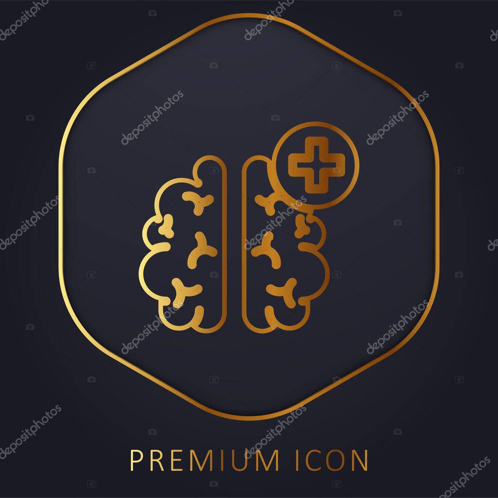 Brain golden line premium logo or icon