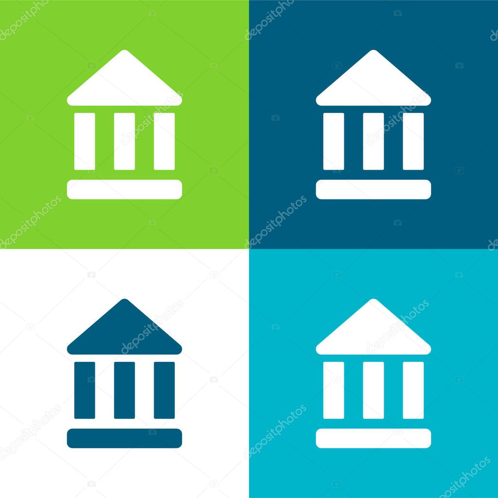 Bank Symbol Flat four color minimal icon set