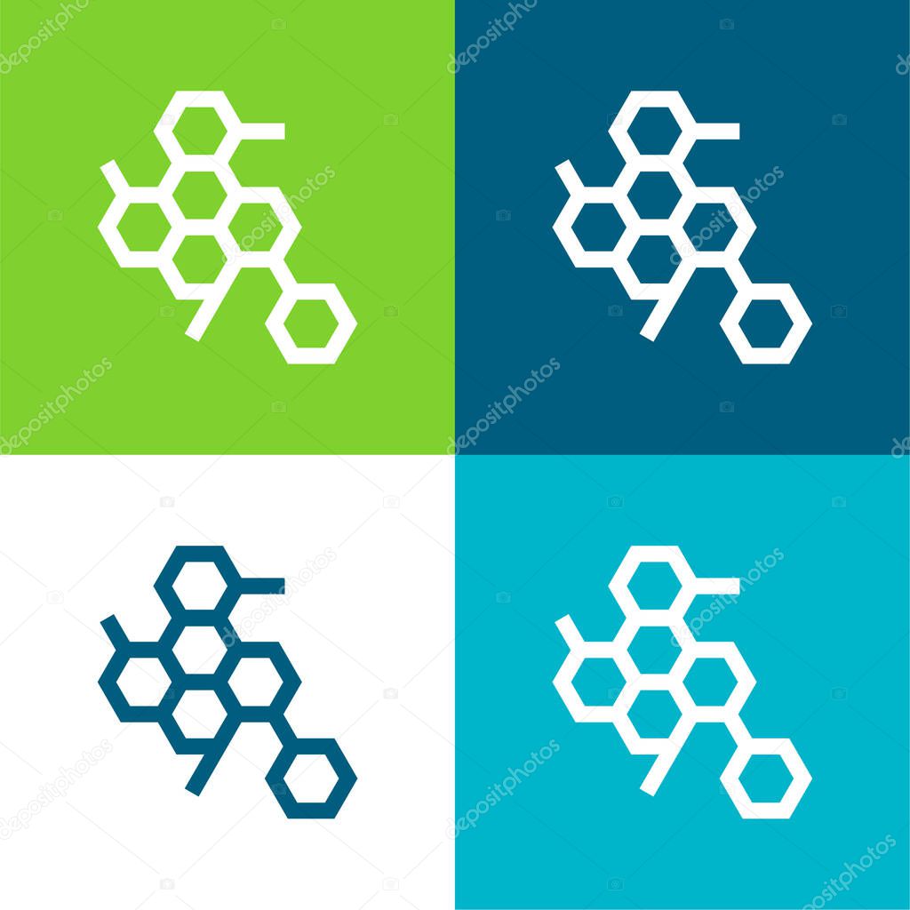 Biology Flat four color minimal icon set