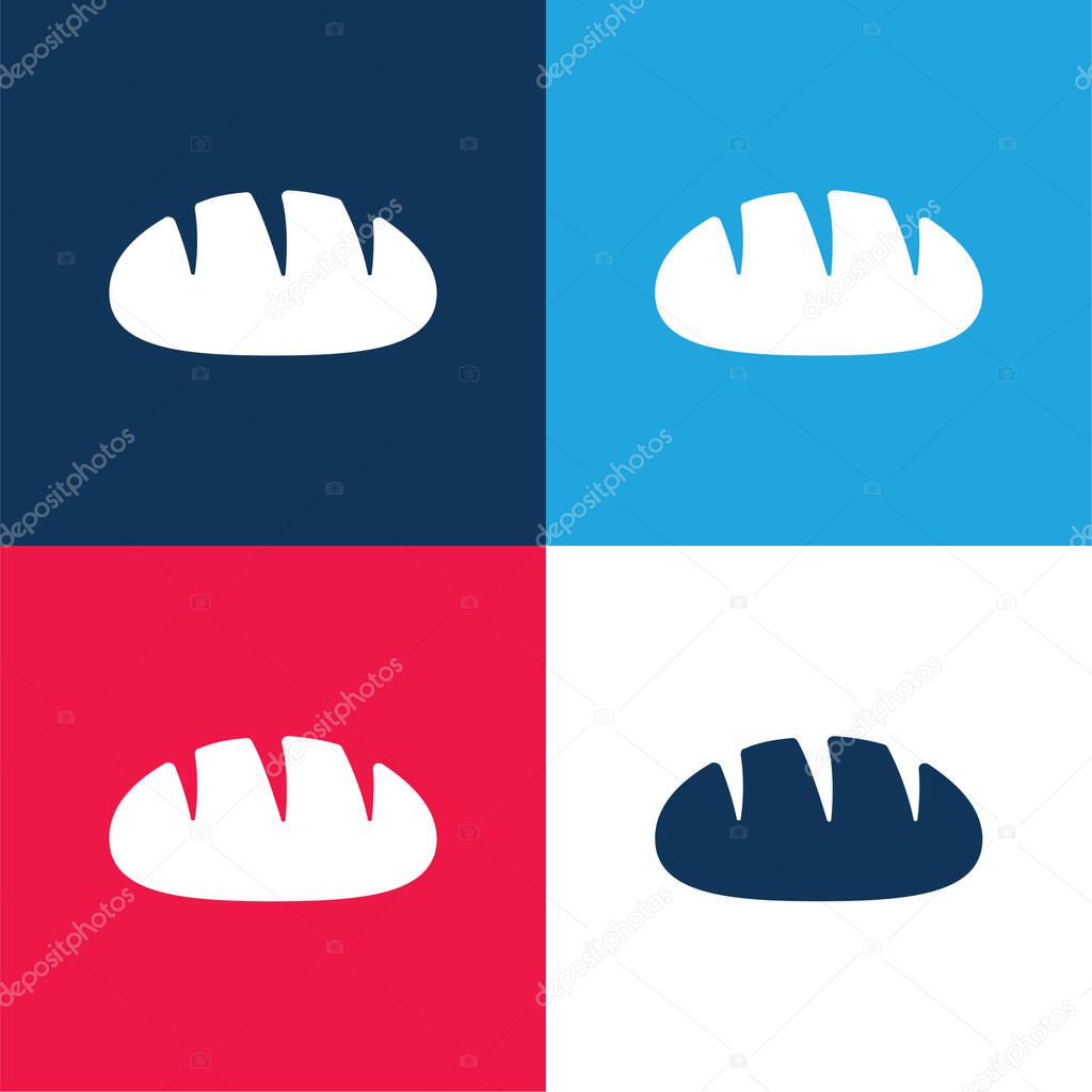 Bread Silhouette Side View blue and red four color minimal icon set