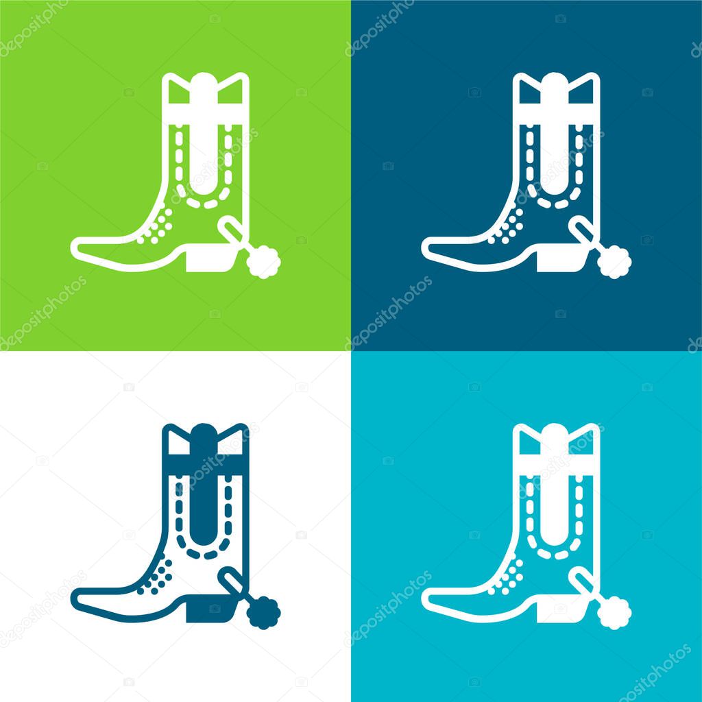 Boot Flat four color minimal icon set