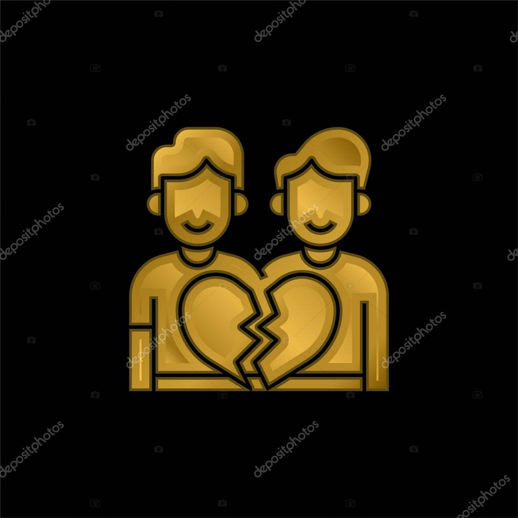 Anti Gay gold plated metalic icon or logo vector