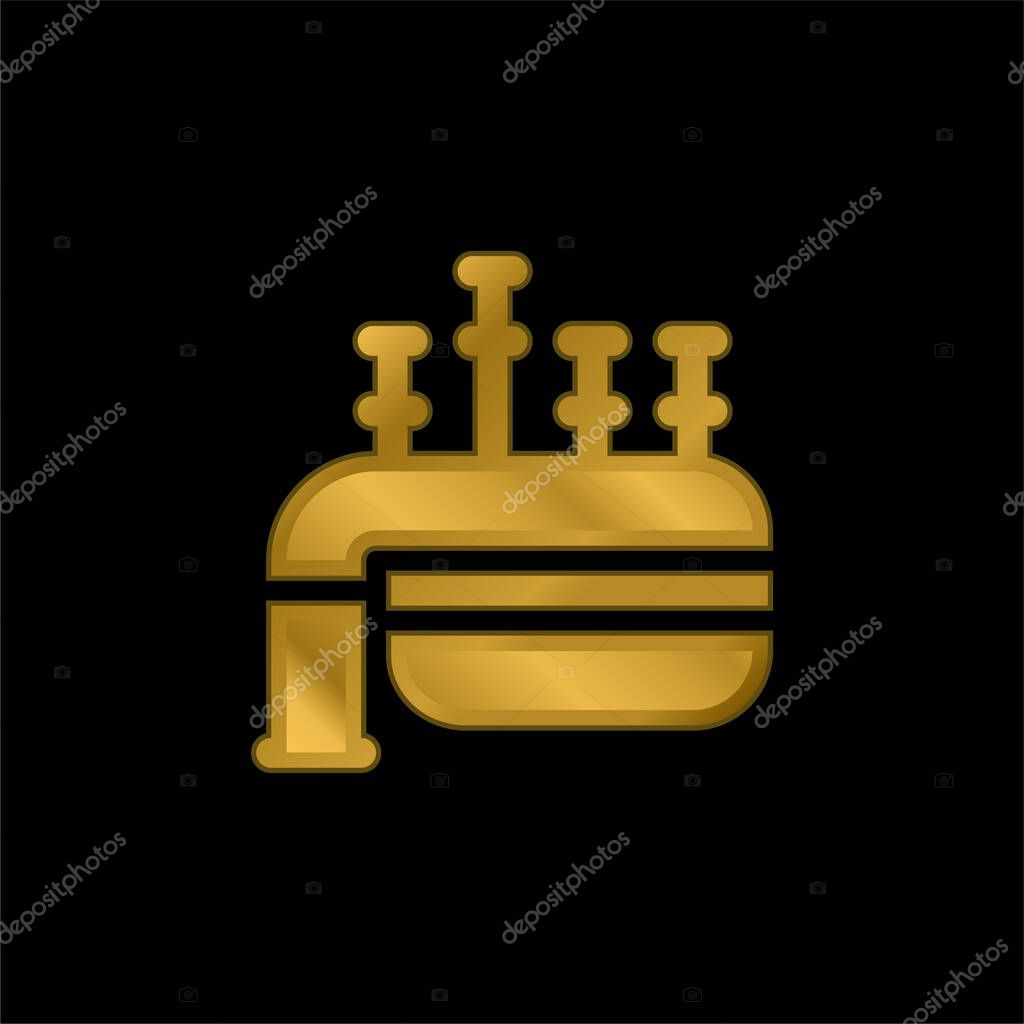 Bagpipe gold plated metalic icon or logo vector