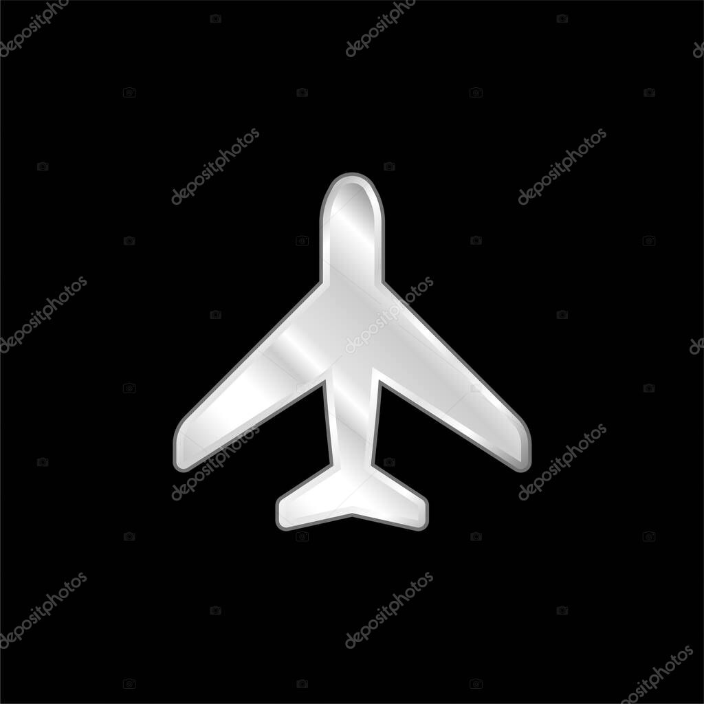 Aeroplane silver plated metallic icon