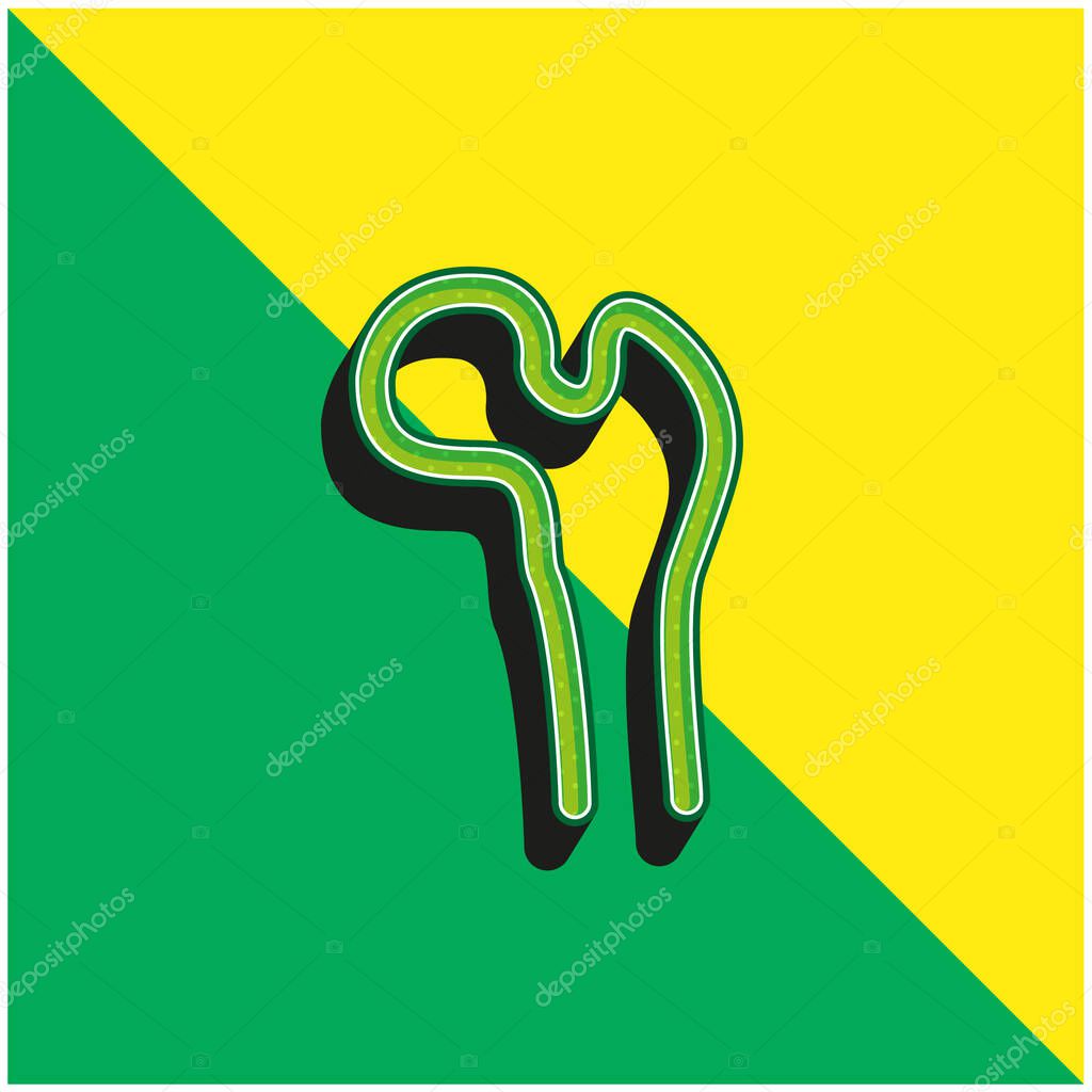 Bone Structure Tip Green and yellow modern 3d vector icon logo