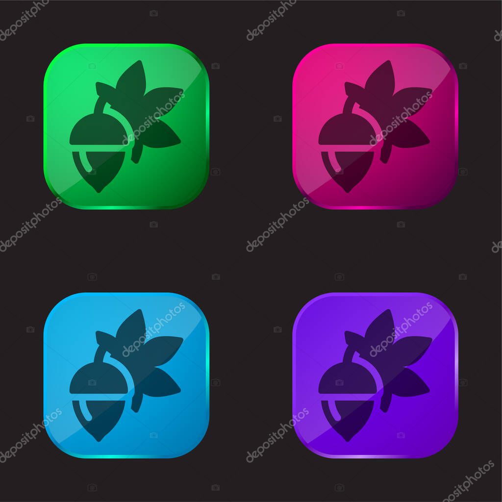 Bot four color glass button icon