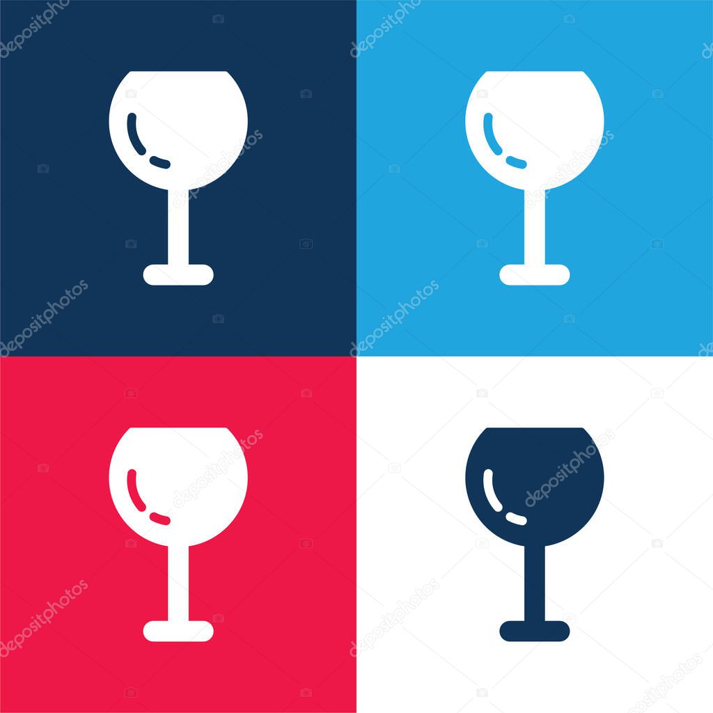 Big Wine Glass blue and red four color minimal icon set