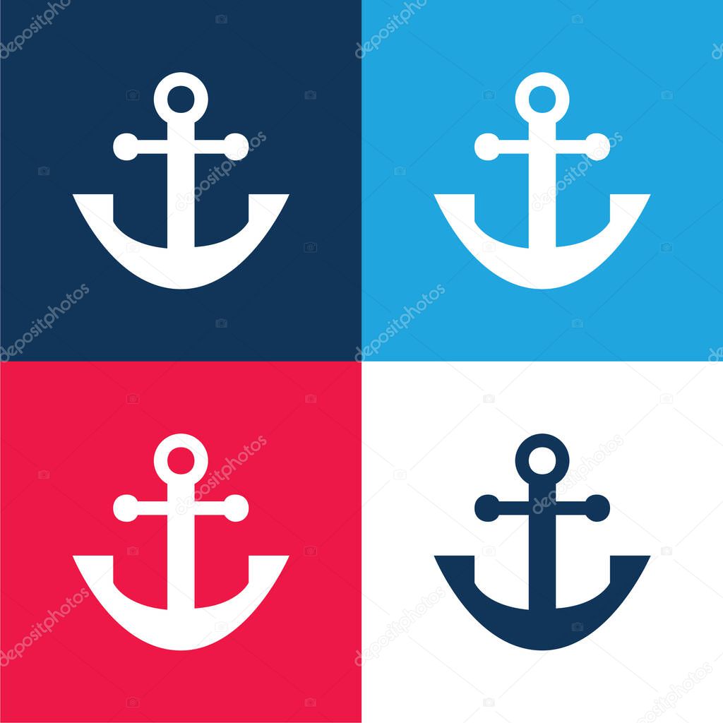 Anchor blue and red four color minimal icon set
