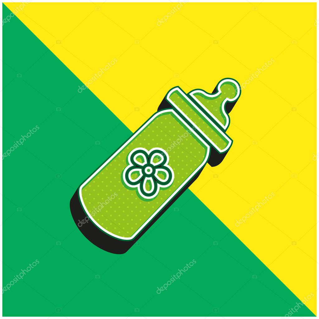Baby Bottle Green and yellow modern 3d vector icon logo