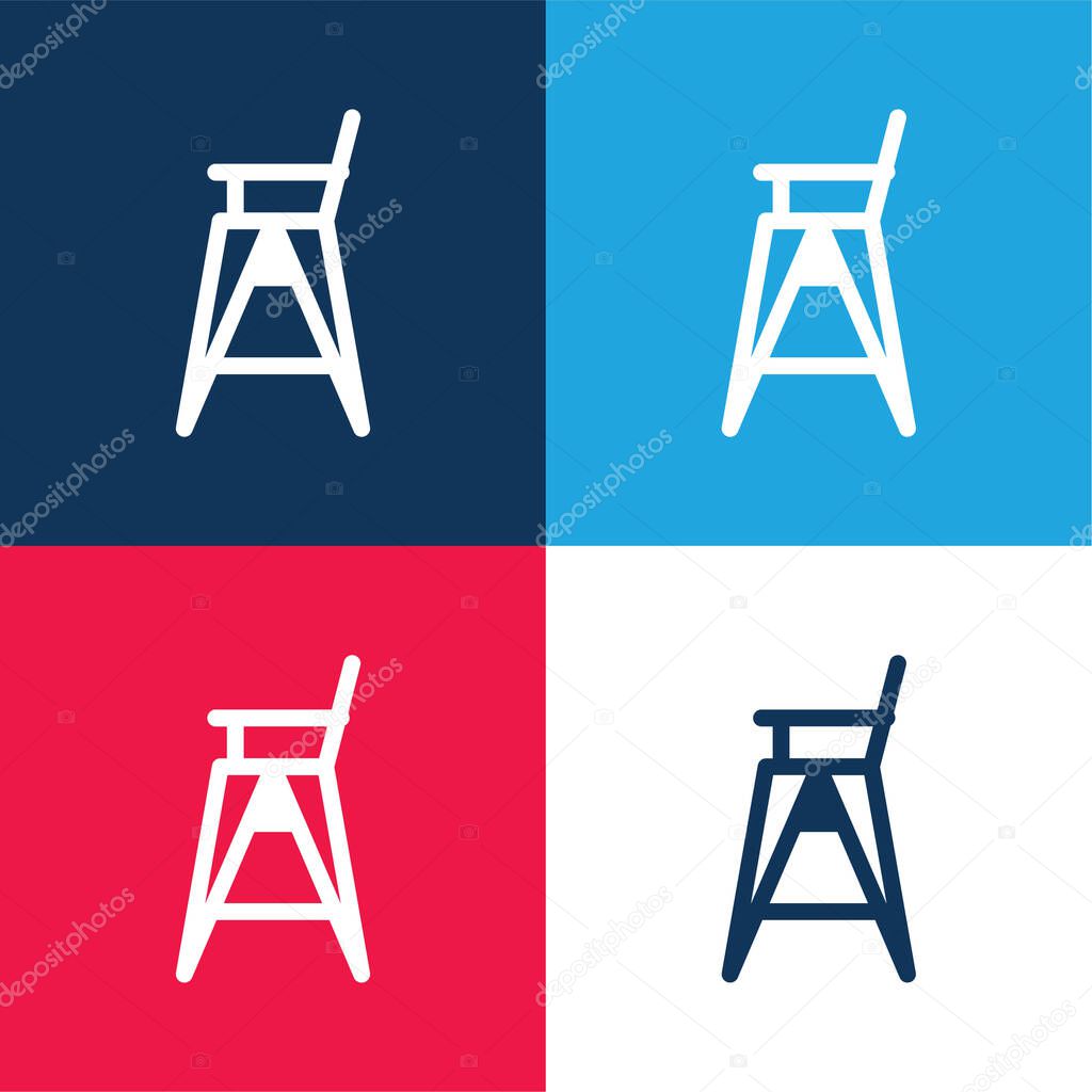 Baby Chair blue and red four color minimal icon set