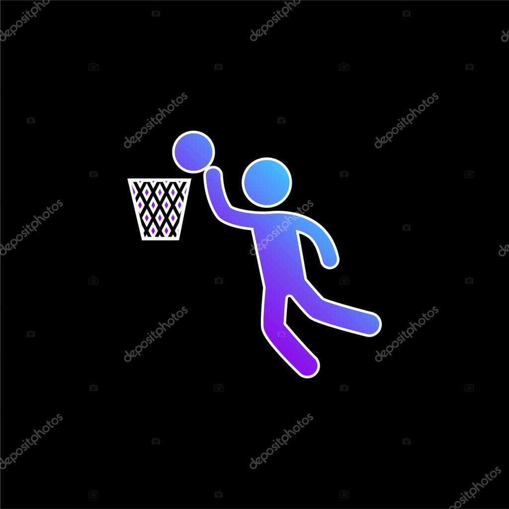 Basketball Player Scoring blue gradient vector icon