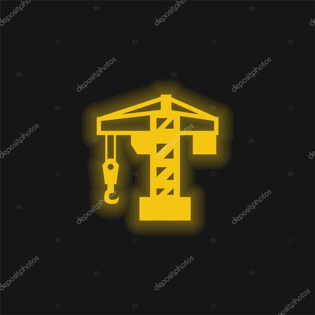 Architecture Crane Tool yellow glowing neon icon