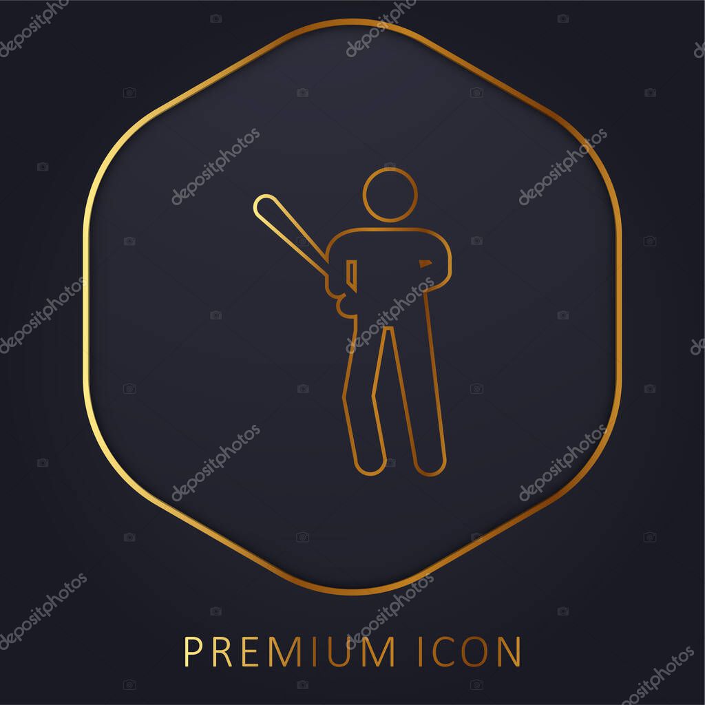 Baseball Player golden line premium logo or icon