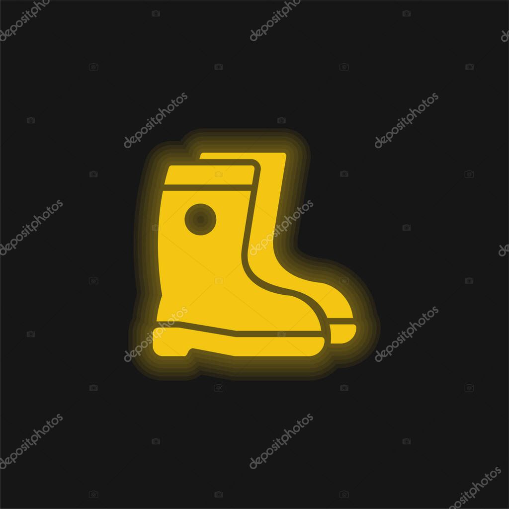 Boots yellow glowing neon icon