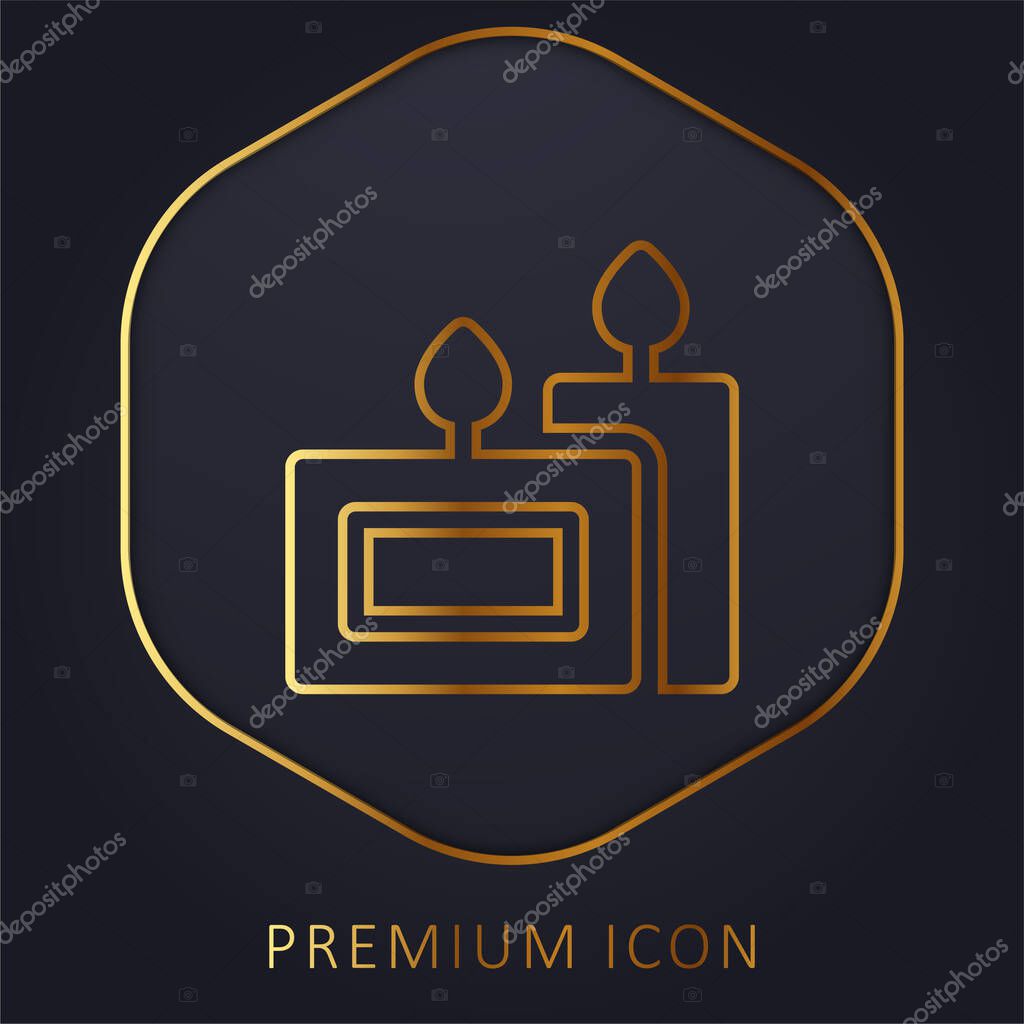 Aromatic Candle golden line premium logo or icon