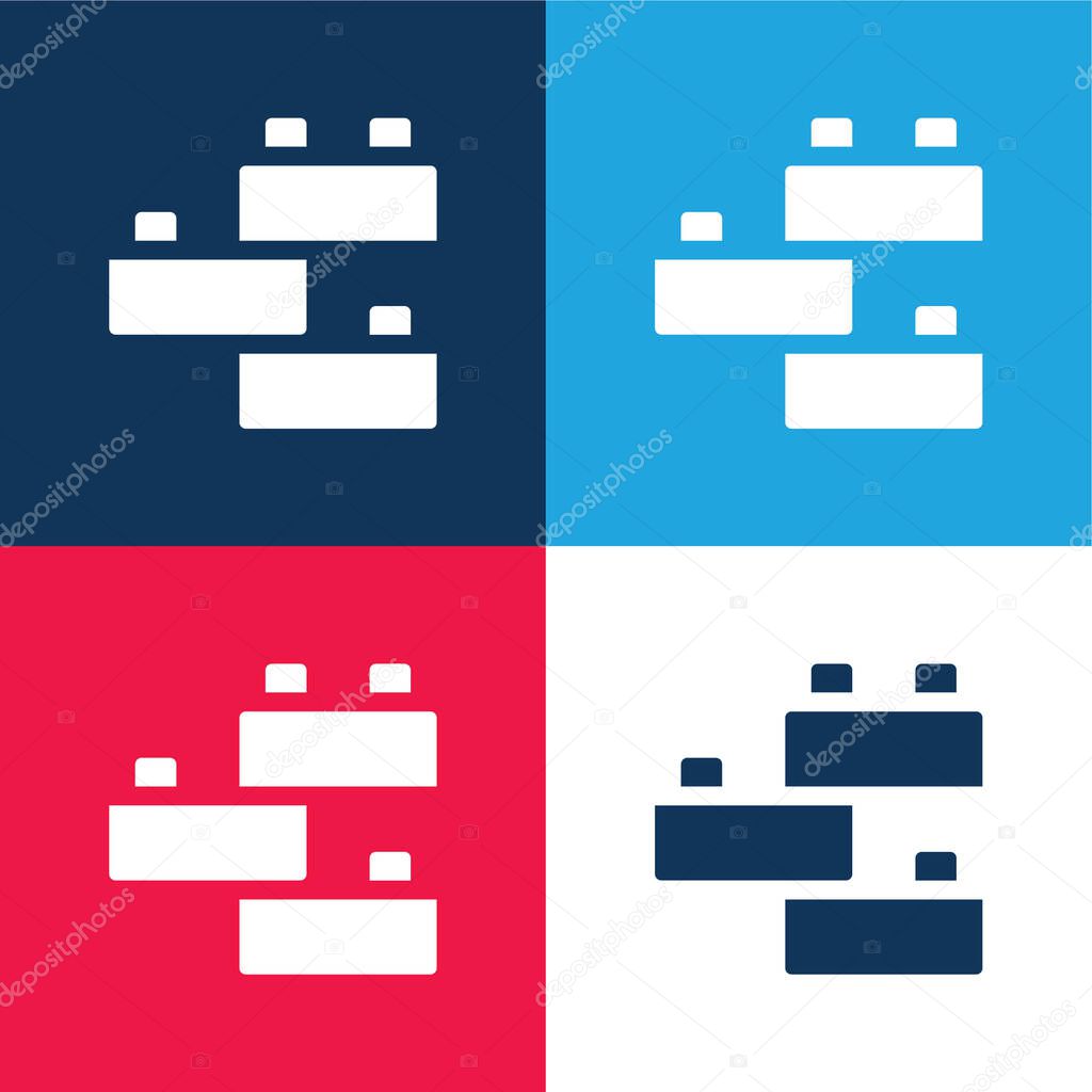 Brick blue and red four color minimal icon set