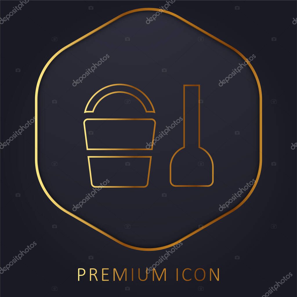 Beach Toy golden line premium logo or icon