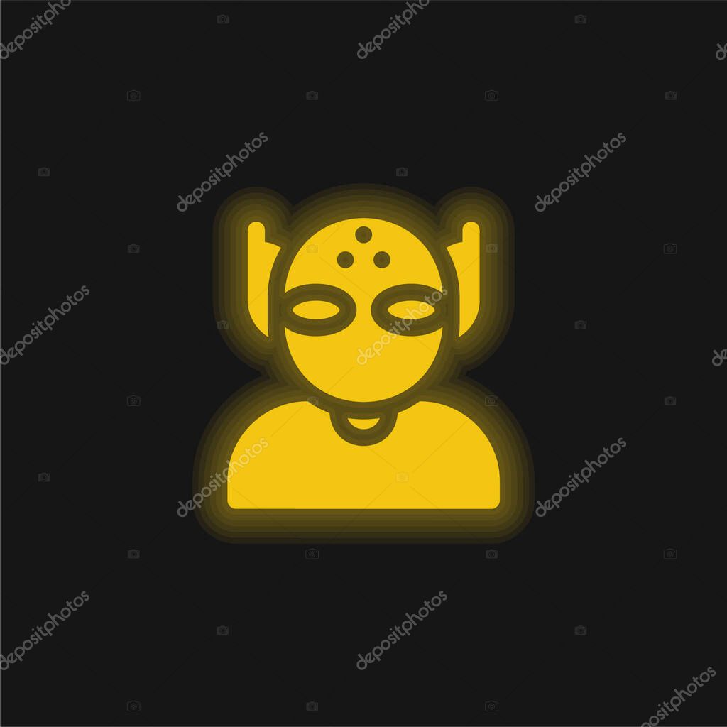 Alien yellow glowing neon icon