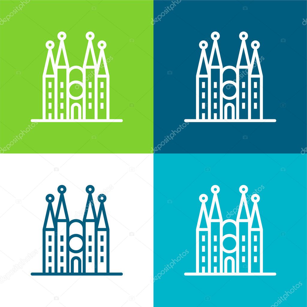 Barcelona Flat four color minimal icon set