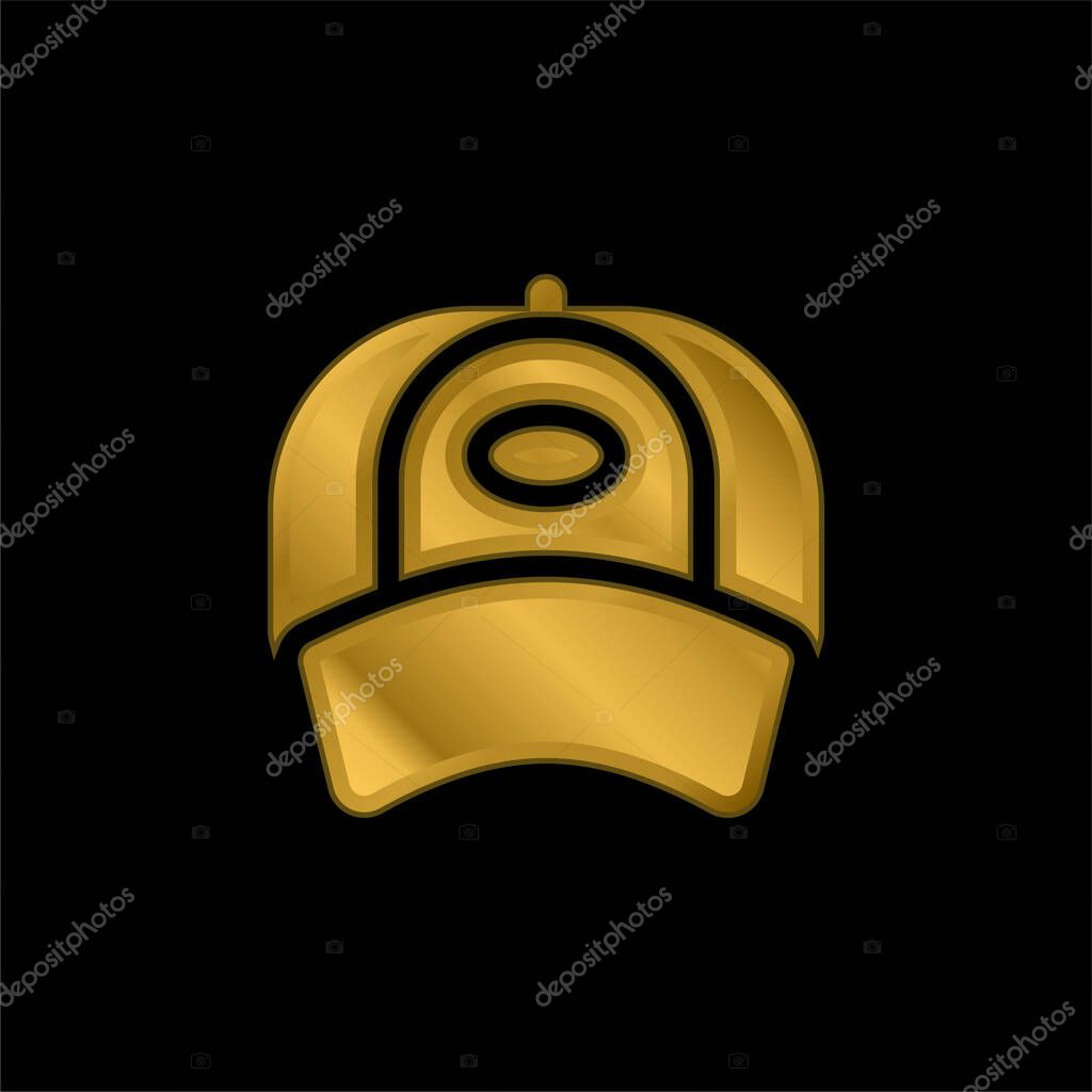 Baseball Cap gold plated metalic icon or logo vector