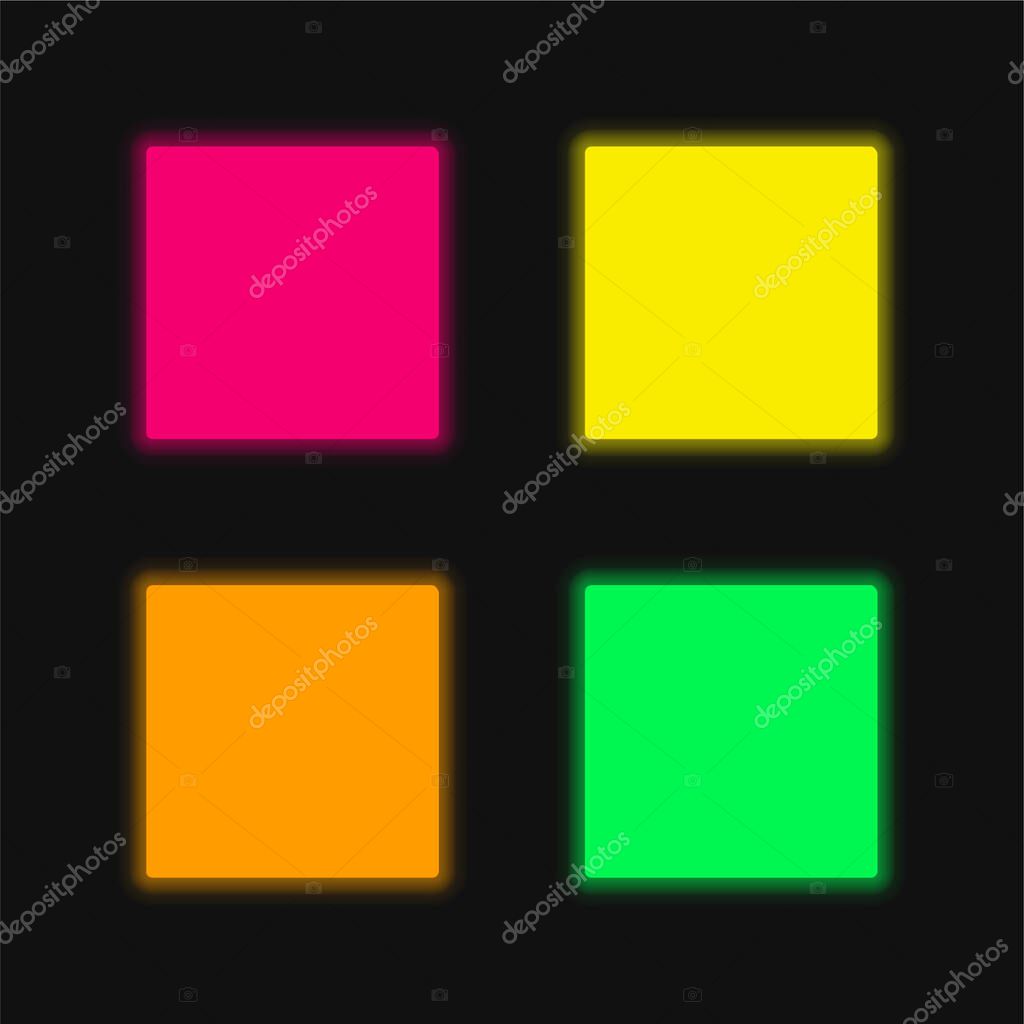 Black Square four color glowing neon vector icon