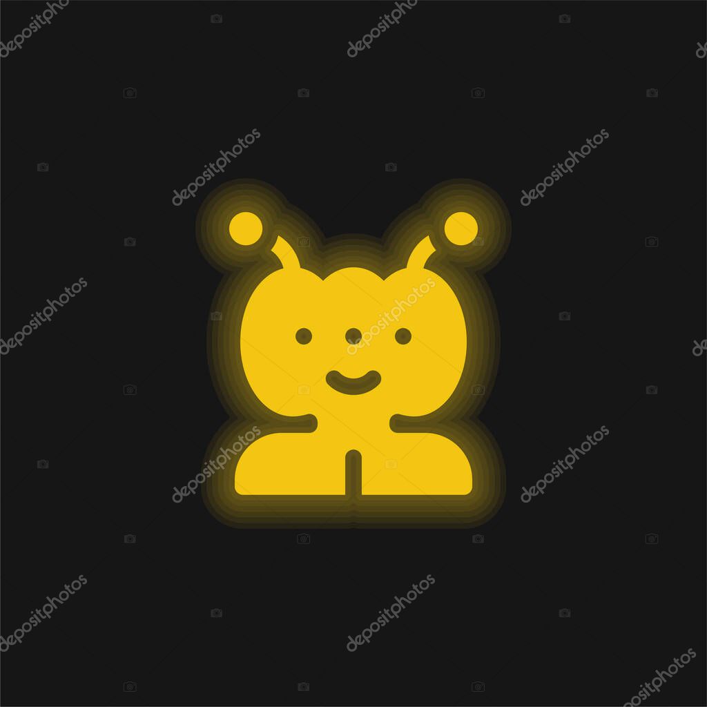 Alien yellow glowing neon icon