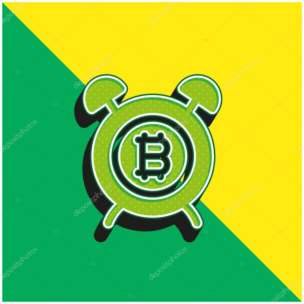 Alarm Clock Green and yellow modern 3d vector icon logo