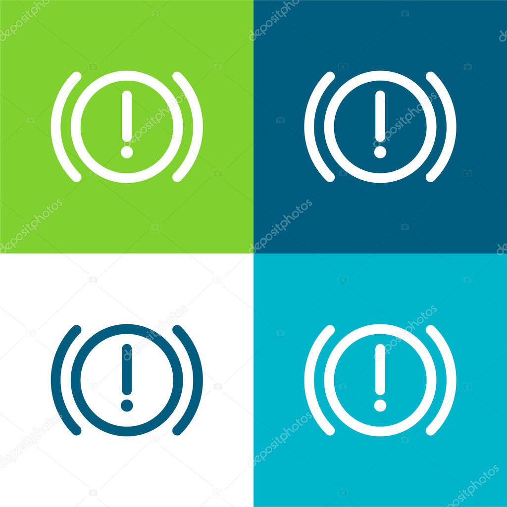 Brake System Warning Flat four color minimal icon set