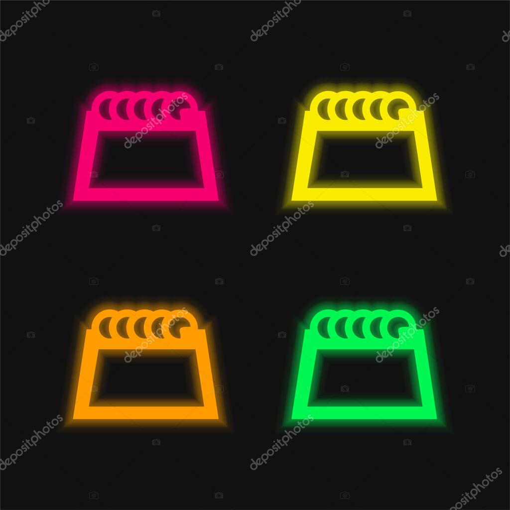 Blank Page With Spring On Top Border four color glowing neon vector icon