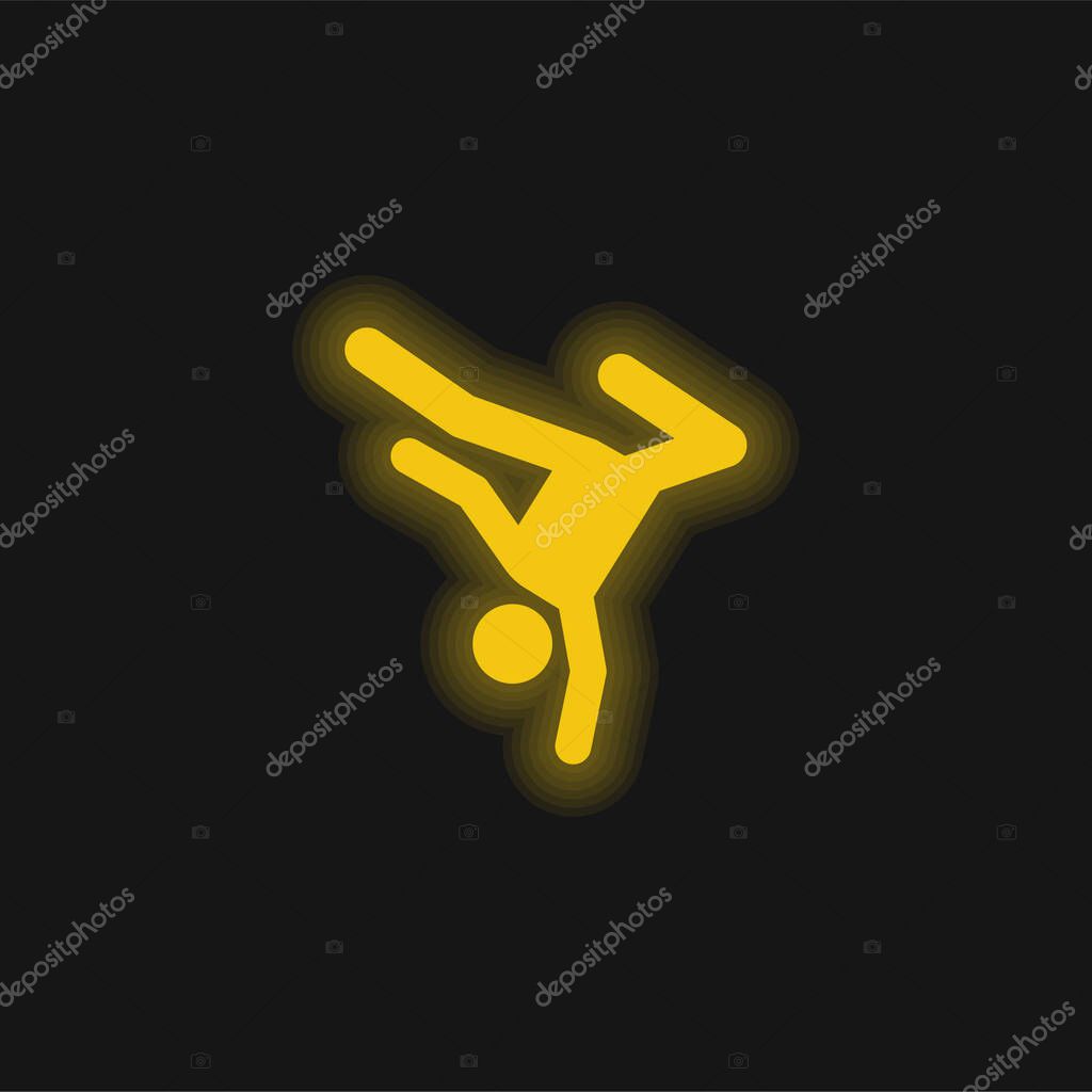 Breakdance yellow glowing neon icon