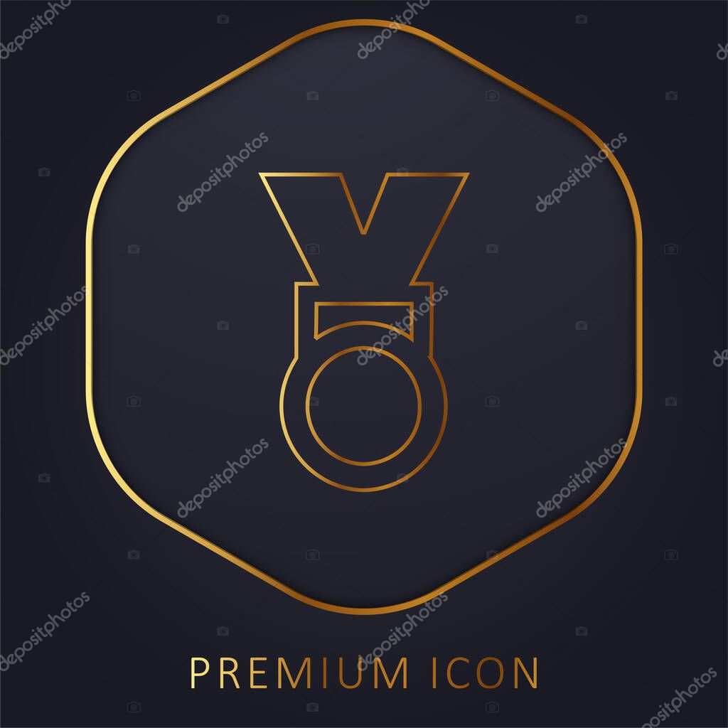 Award Medal golden line premium logo or icon