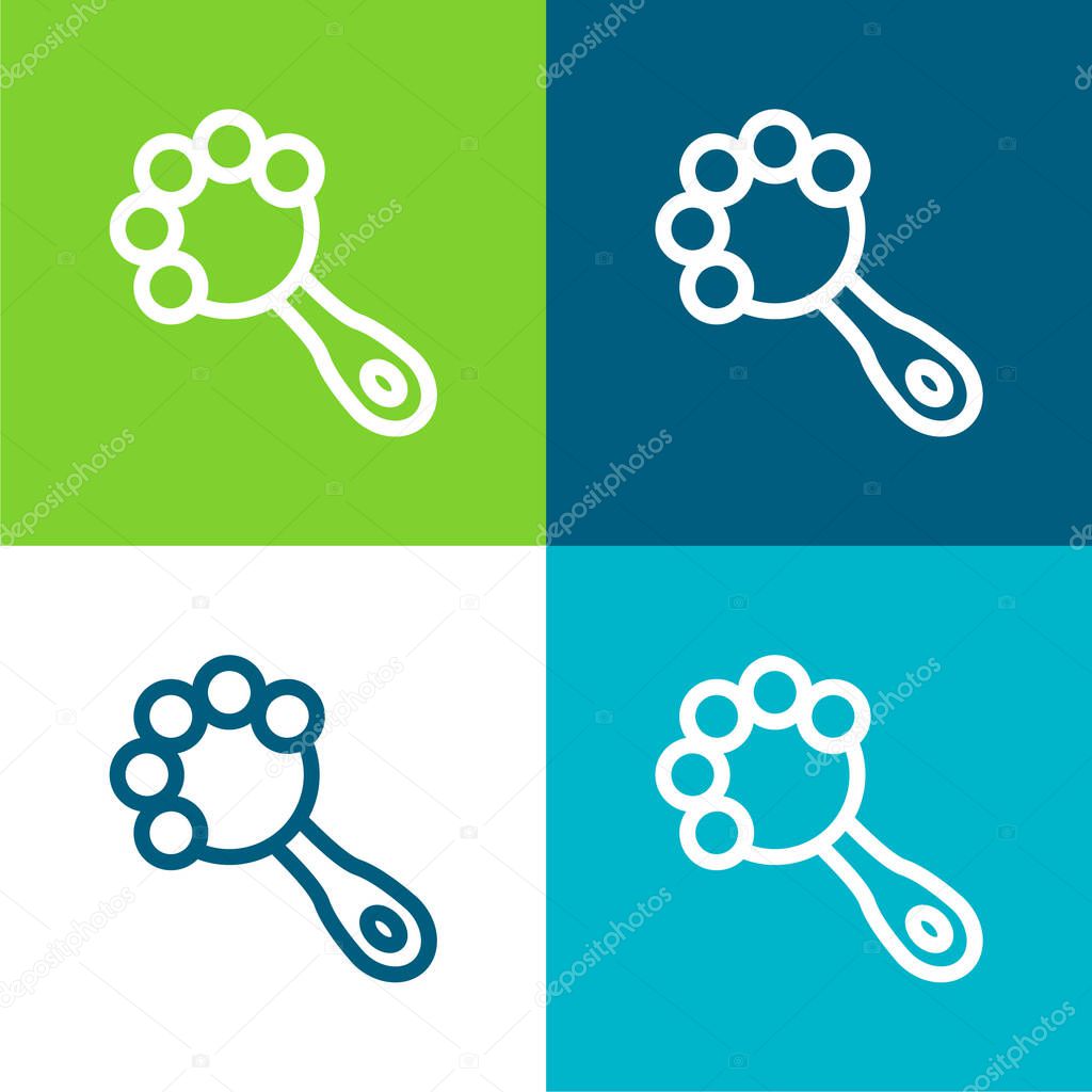 Baby Rattle Flat four color minimal icon set