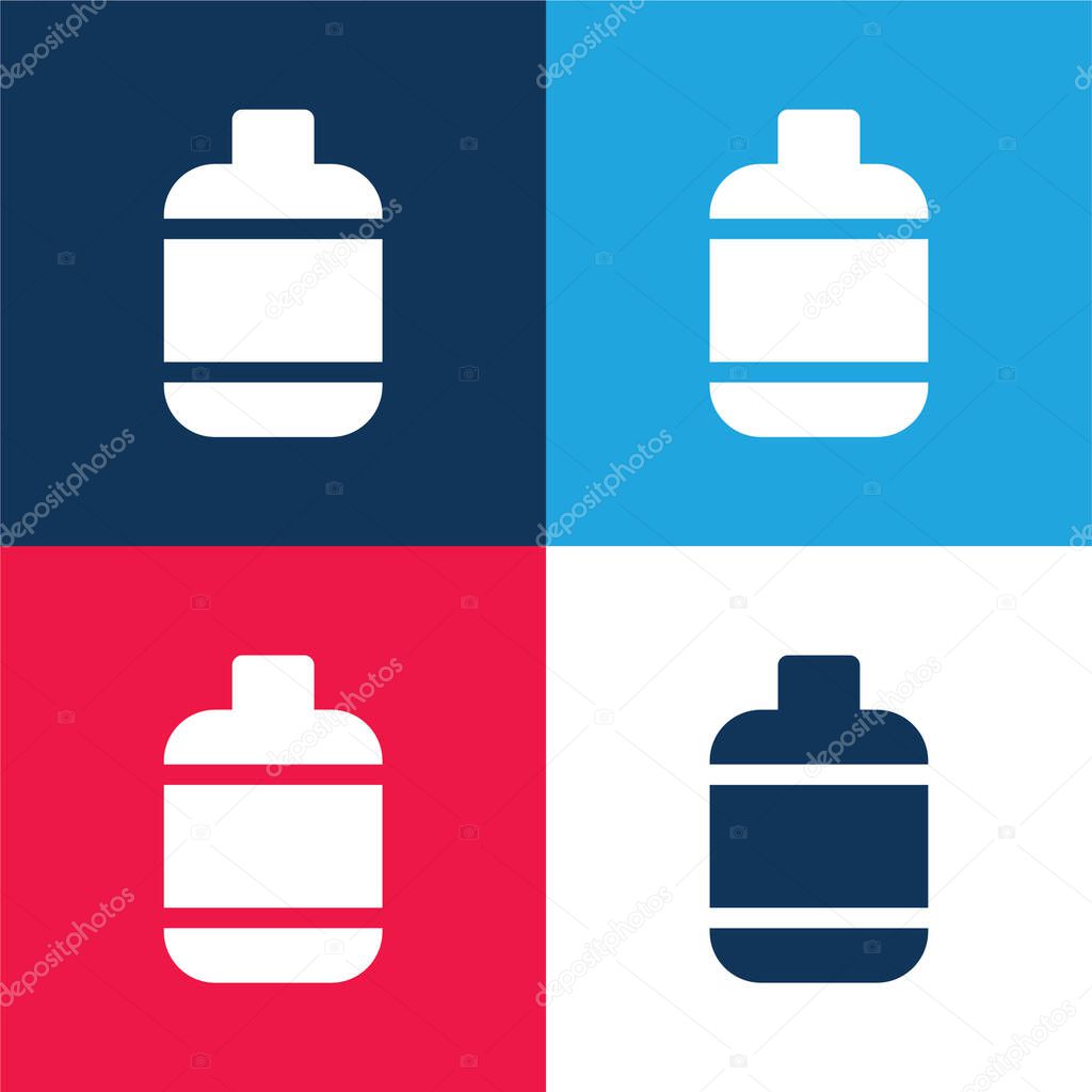 Bottle blue and red four color minimal icon set