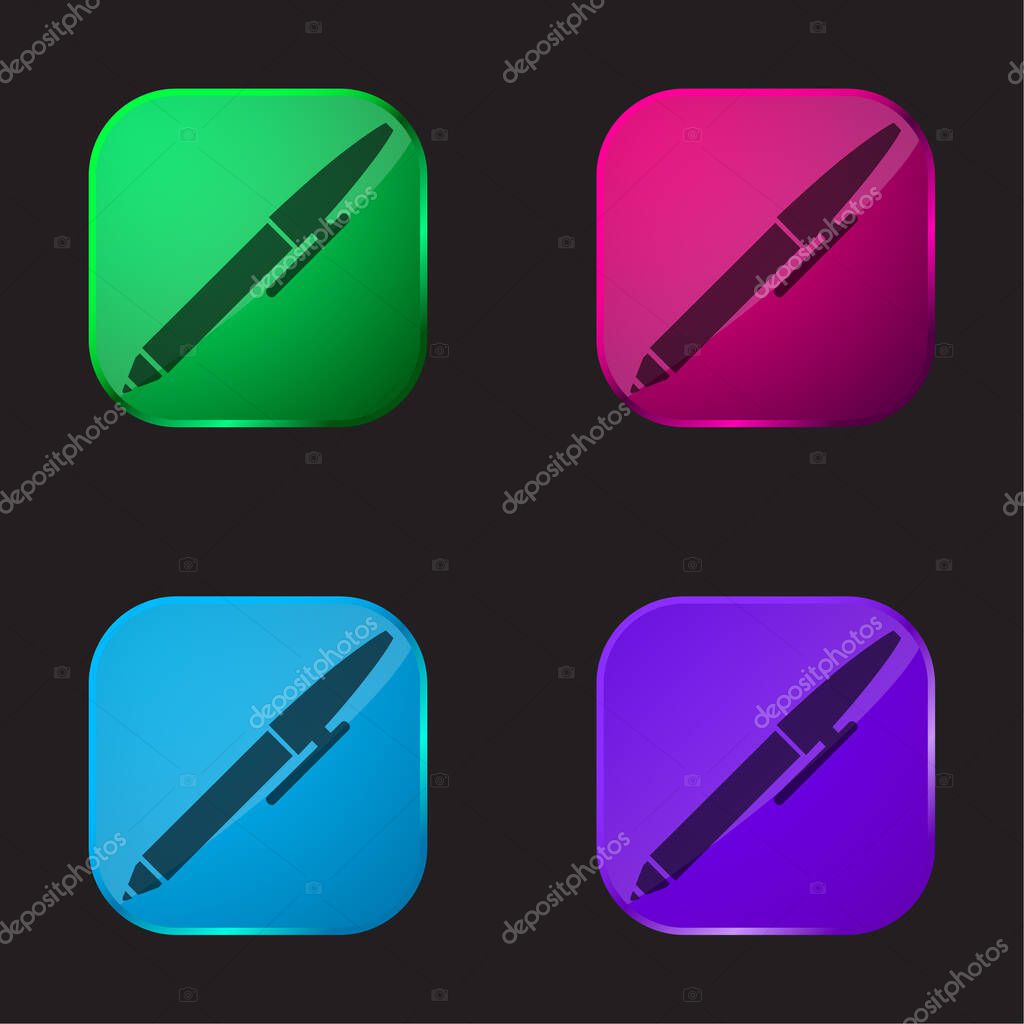 Ballpoint Pen four color glass button icon