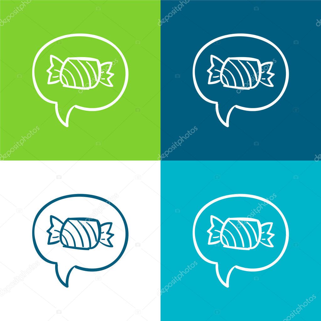 Asking For A Candy In Halloween Flat four color minimal icon set