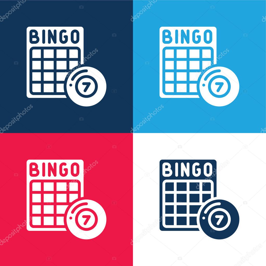 Bingo blue and red four color minimal icon set