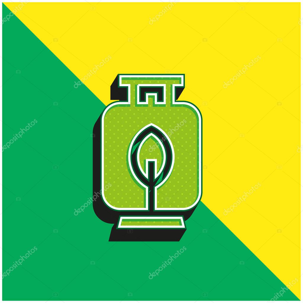 Biogas Green and yellow modern 3d vector icon logo