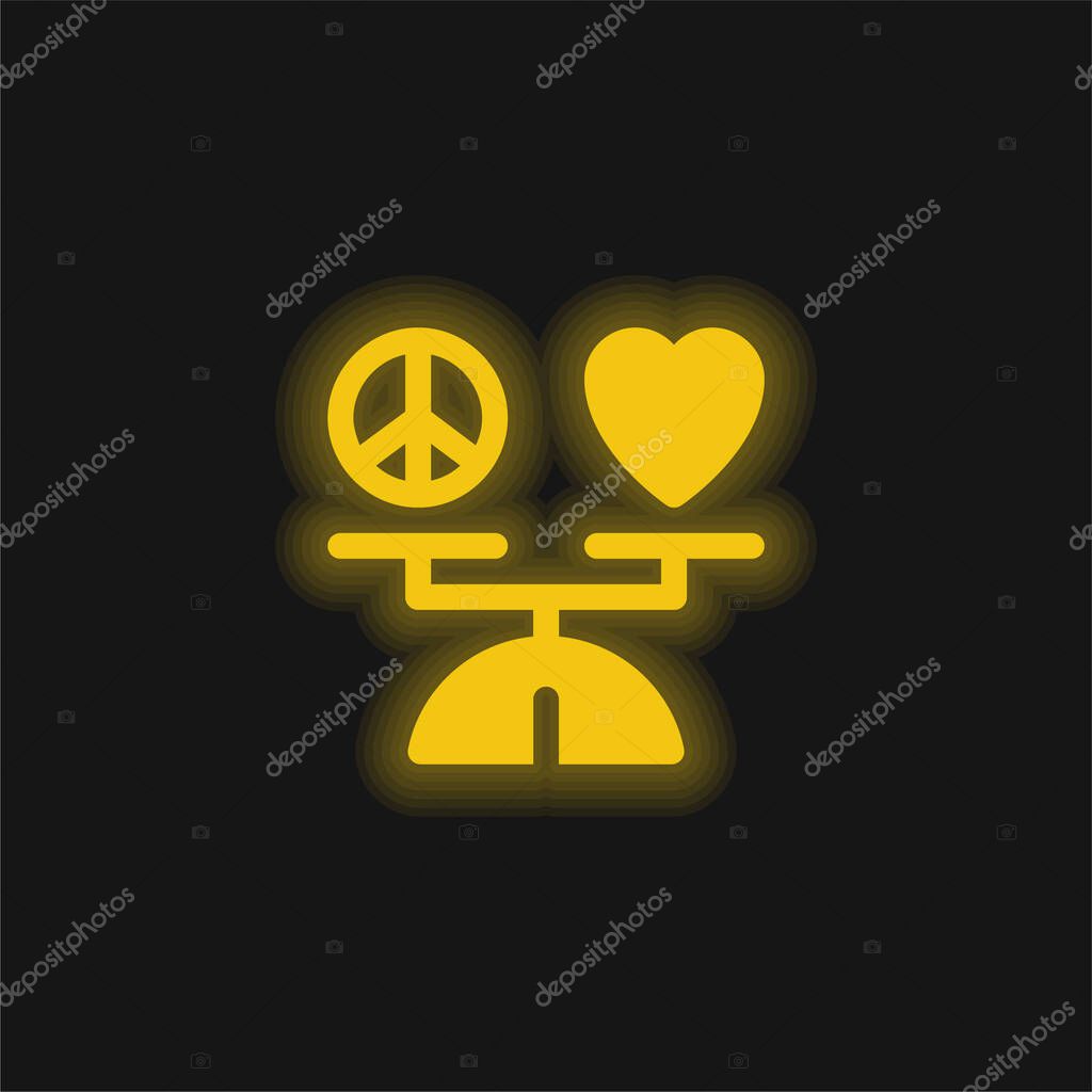 Balance yellow glowing neon icon