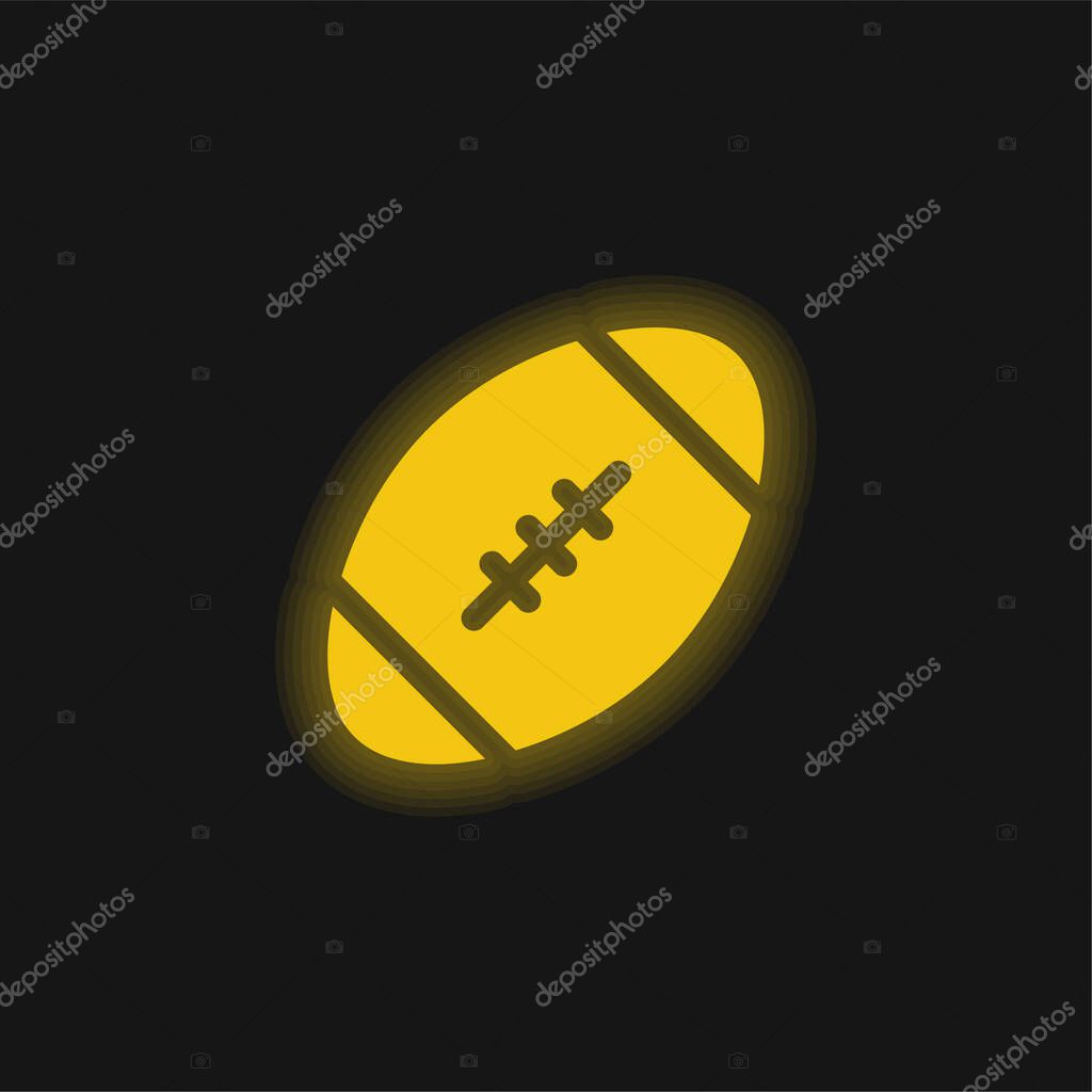 American Football yellow glowing neon icon